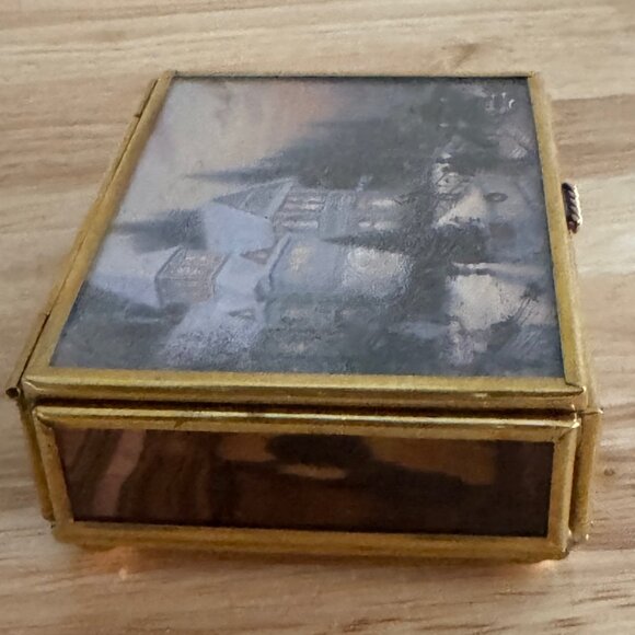 Thomas Kinkade Glass Trinket Box from Enesco Mirrored Bottom Victorian Setting - Picture 5 of 8